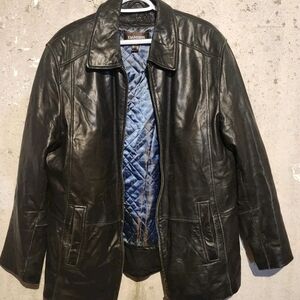 Danier Mens Black Leather Jacket Thinsulate Insulated Quilted Lined Car Coat 40